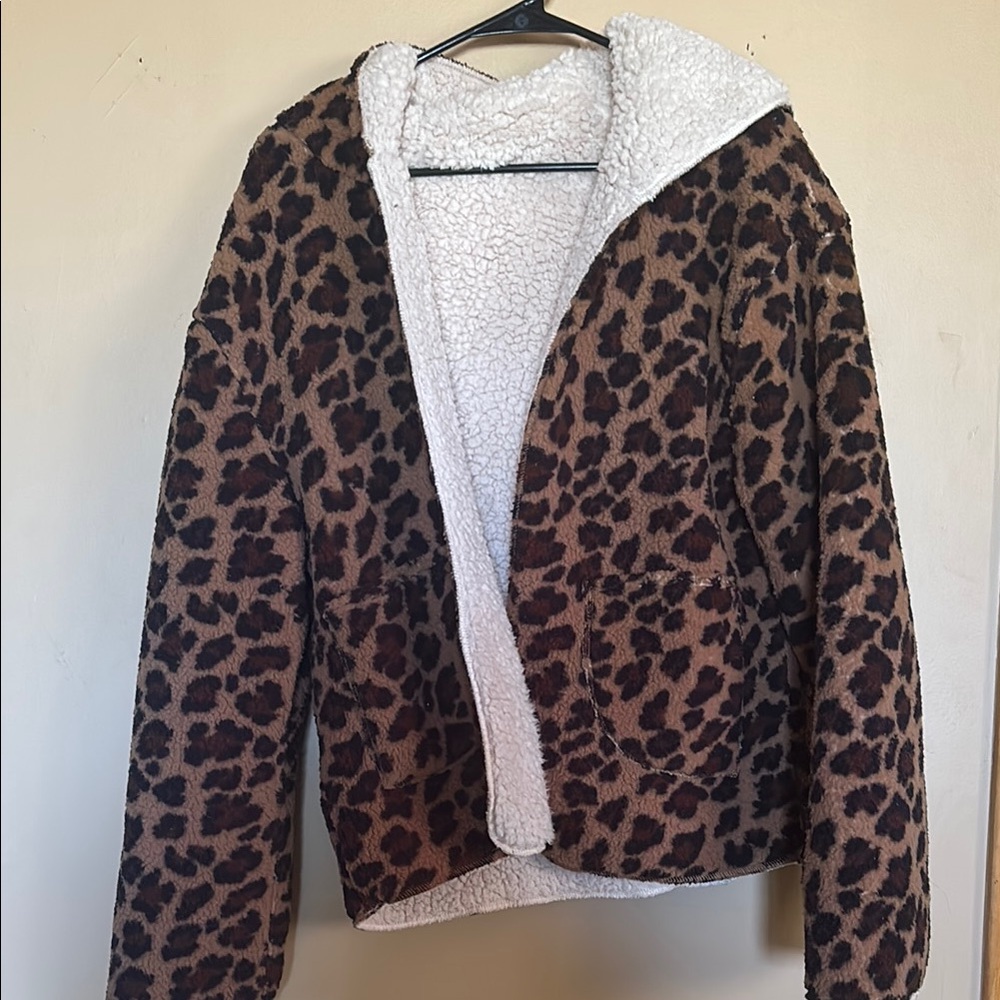 Leopard Print Sherpa Jacket